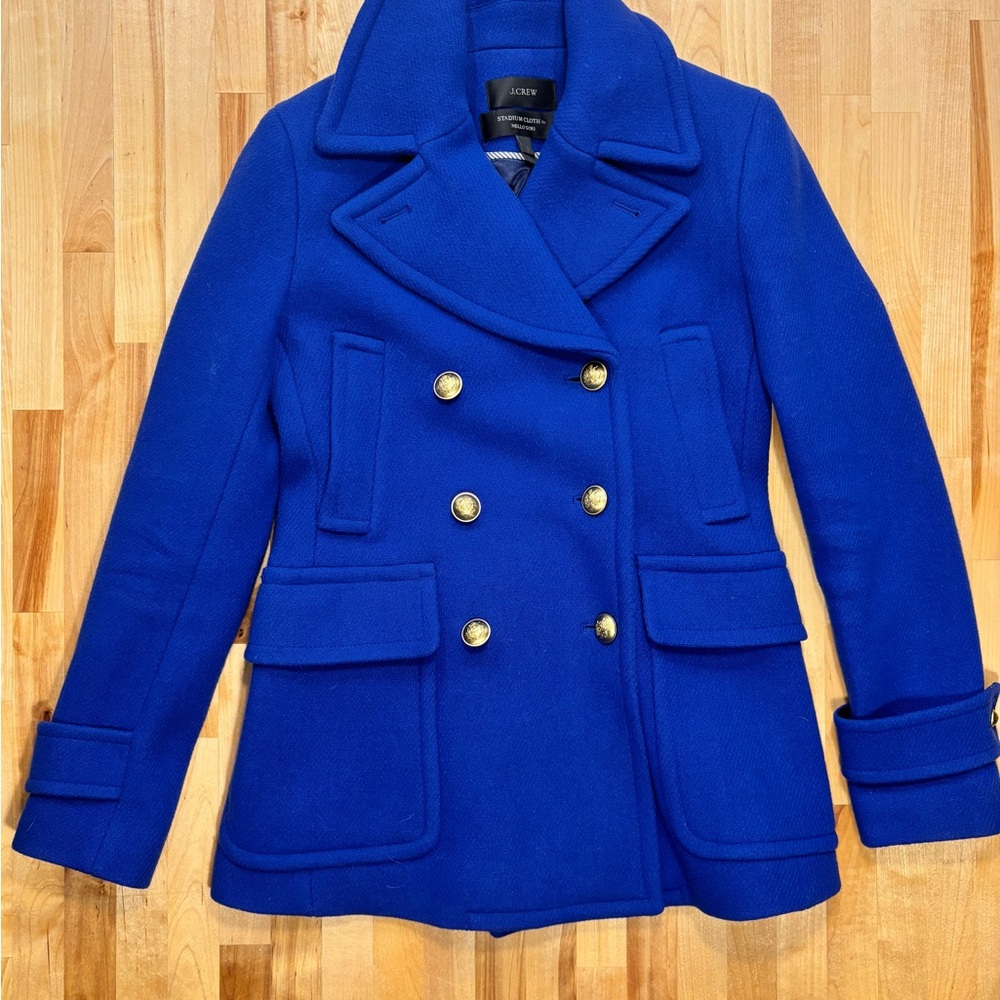 J. Crew Royal Blue Pea Coat with Gold Buttons